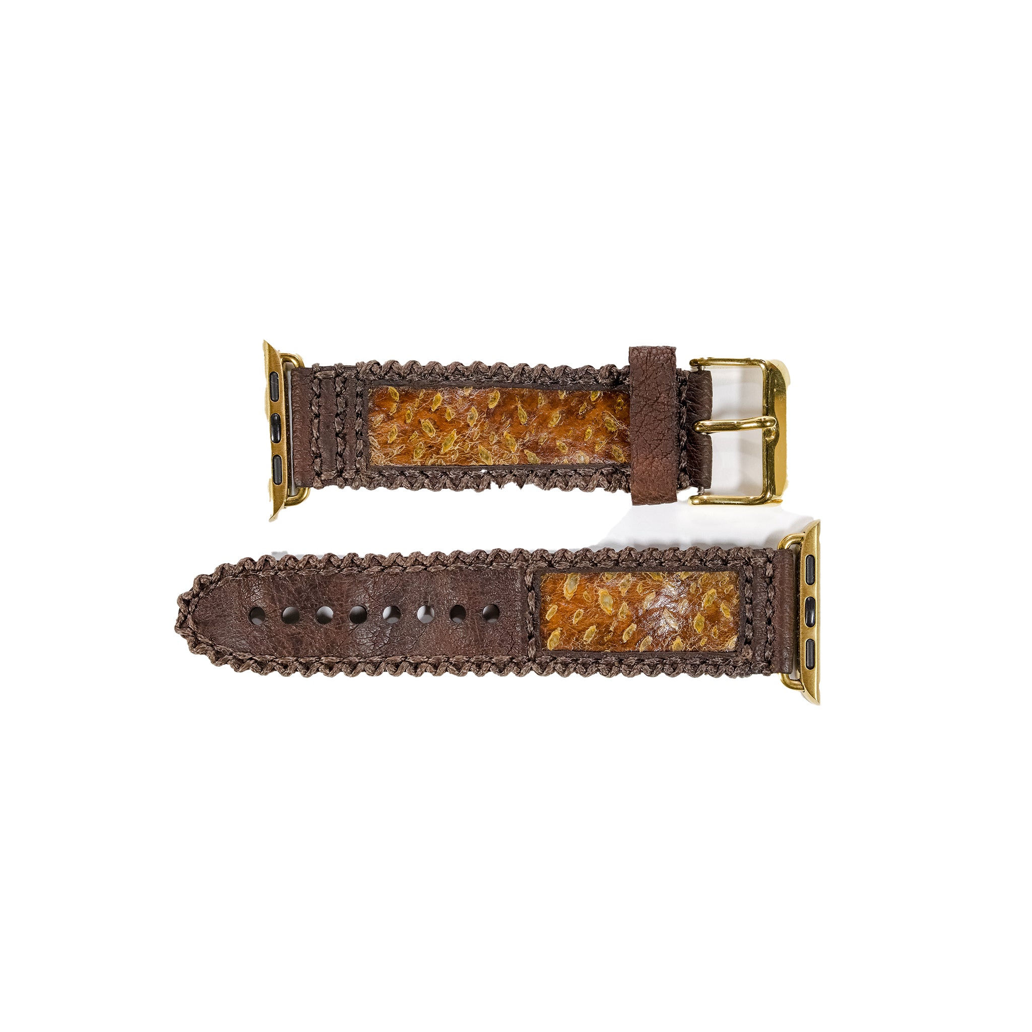 Italian Calf Skin Ostrich Belt - Cognac 40mm