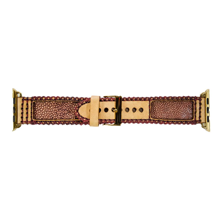 Polished Stingray + Natural Tan Leather Watch Band