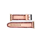 A 22mm Apple Watch Band Handmade With Hot Pink Sturgeon Leather + Pink Rose Pebbled Stingray Leather 