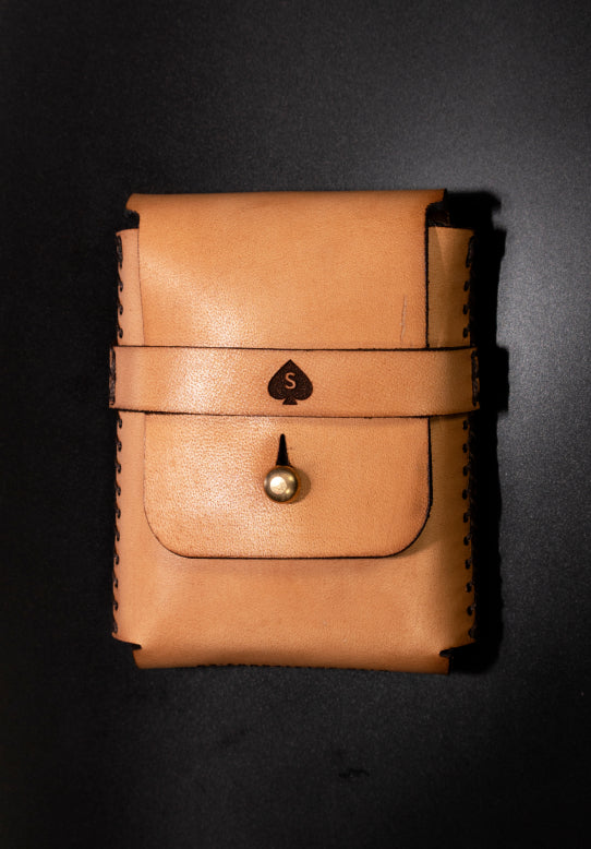 Natural Tan Italian Leather Tuck Pouch